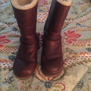 UGG Kensington Leather Sheepskin Buckle Boots